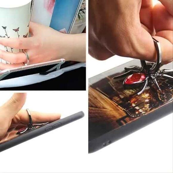 Ruby Red Crystal 360 Rotating Spider Cell Phone Ring Stand Holder - Picture 2 of 5